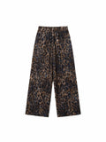 Retro leopard print high waistloose pants women's drapedloosemoppants street trend slimming look breathable casual pants