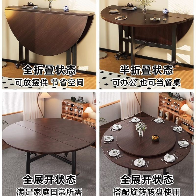 Folding table - round, compact, multi-functional, extra-thick, portable round table - living room folding dining table