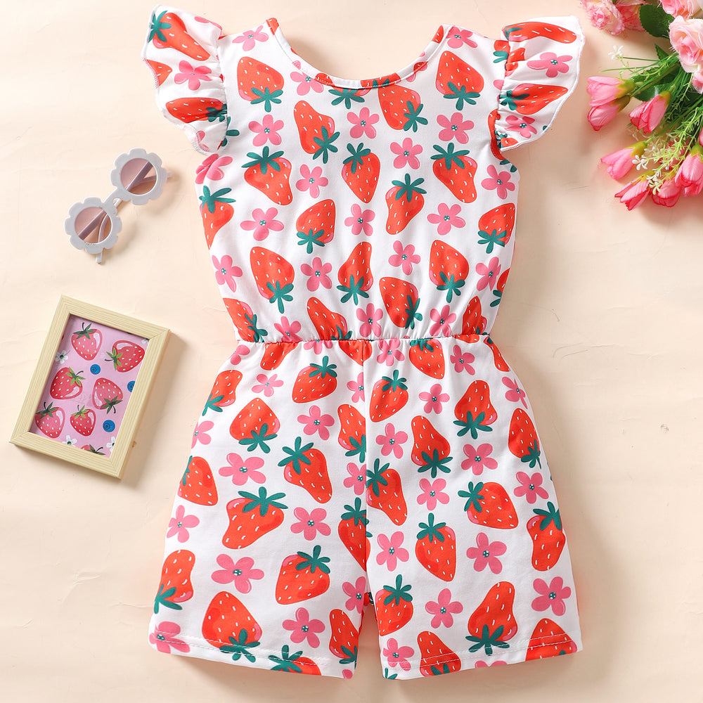 Kids' flutter sleeve striped butterfly open-back romper