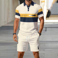 hot-selling men's polo shirt set, new summer two-piece casual short-sleeve and shorts set, dropshipping available