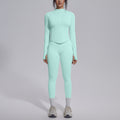 European and american seamless yoga set - slim fit zipper jacket & peach lift butt leggings - women's activewear workout outfit