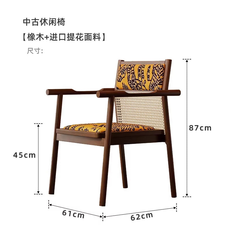 Second-hand style solid wood single chair dining chair desk chair living room balcony casual armchair tea table host chair
