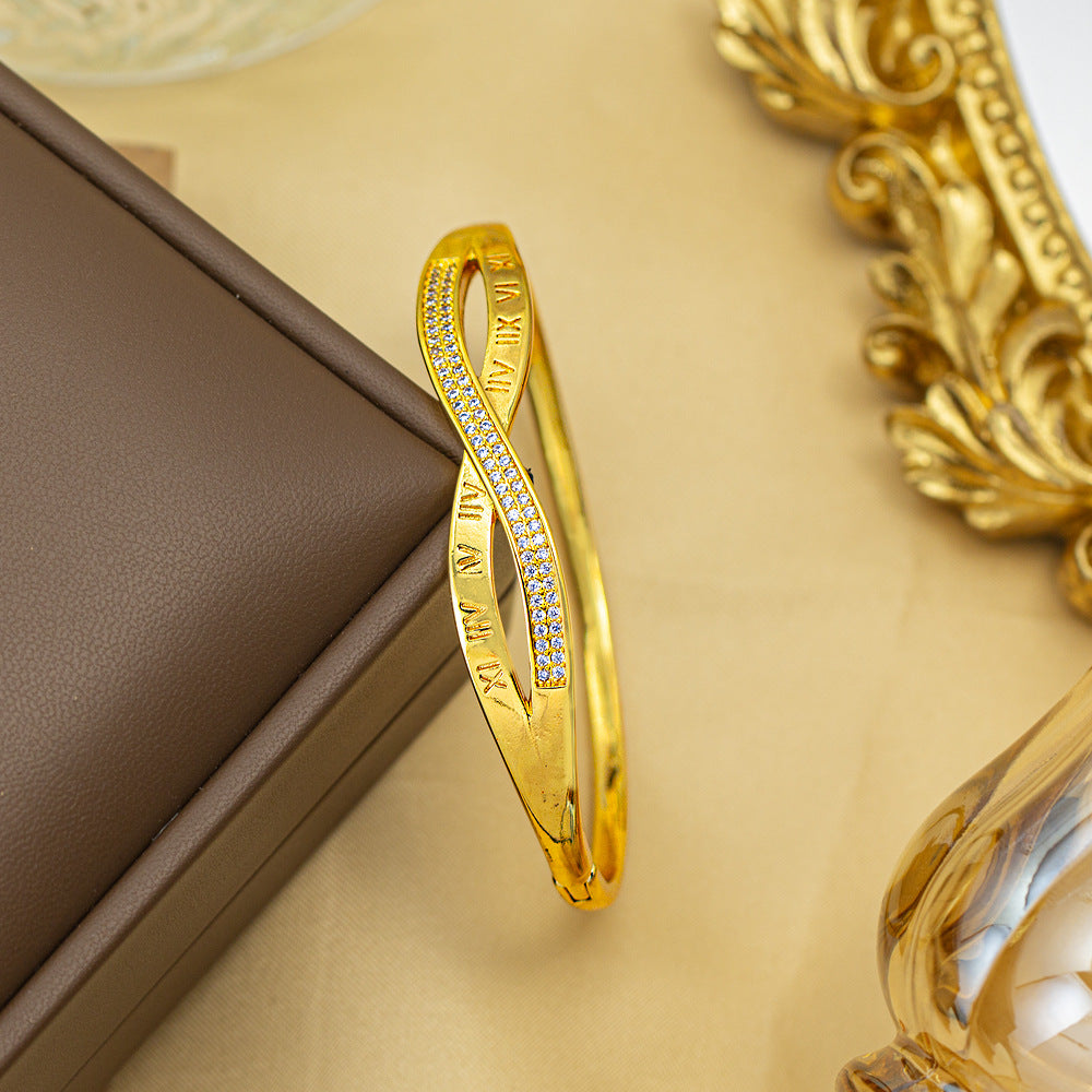 Bracelet female titanium steel fashion non-fading copper inlaid zirconium bracelet niche high-end fashion elegant jewelry wholesale hand jewelry