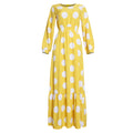 Fashionable chiffon long-sleeve polka dot tiered dress - plus size african women's clothing - perfect for , , and european & american markets