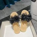 Women's flat slippers - summer fashion new arrivals: sweet & gentle style with butterfly knots, lightweight beach flip-flops