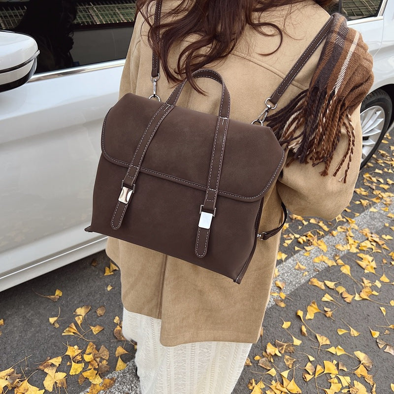 Retro oil wax leather backpack women's high-end sense niche portable shoulder large bag large capacity travel backpack tote bag