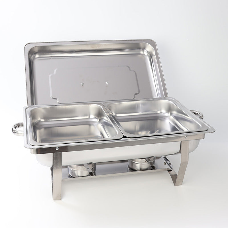 hot-selling stainless steel compartmented buffet stove commercial alcohol heated insulated food container restaurant hotel