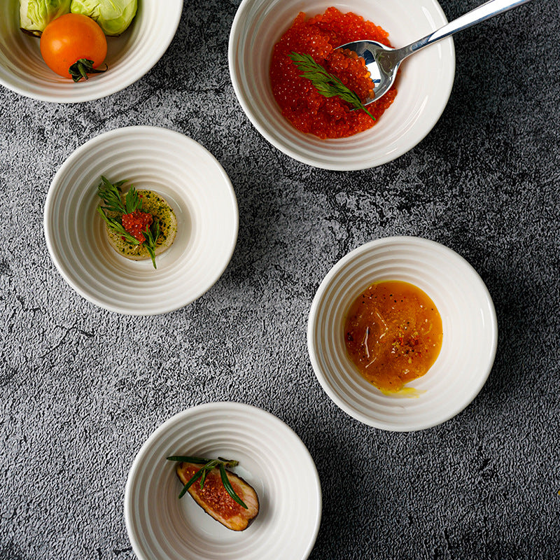 Restaurant hotel for home ceramic rice bowl dipping bowl scandinavian pure whitestylish ceramic soup bowl dessert tall bowl