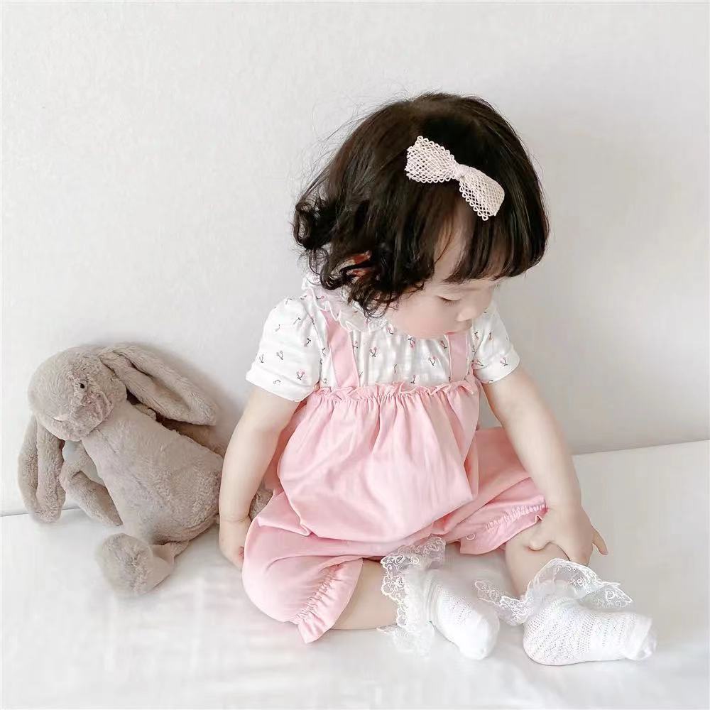 Newborn & infant summer collection: stylish, comfortable, and adorable short-sleeve rompers for baby girls. trendy and cute summer outfits