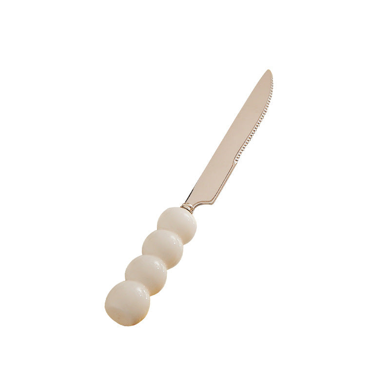 Luxury thickened ceramic handle cutlery set - high-end tableware, food-grade stainless steel forks and spoons for hotels, restaurants, wholesale
