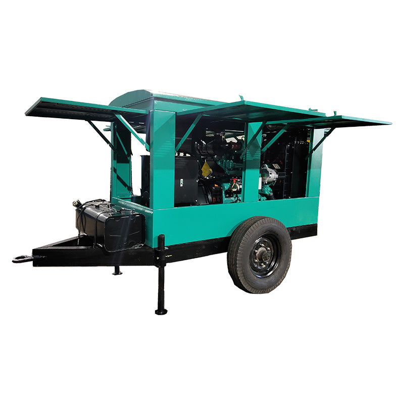 Mobile power station 2-wheel trailer diesel generator 50KW construction site, outdoor rainproof can move the generator set