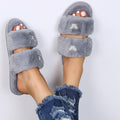 2024 new plus size indoor/outdoor flat pearl rhinestone butterfly cotton slippers - women's new fuzzy slippers