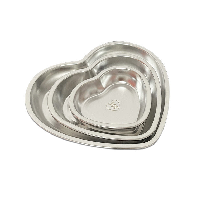 Creative korean style 304 stainless steel heart-shaped snack plate dessert dish bbq tray gold fruit salad bowl