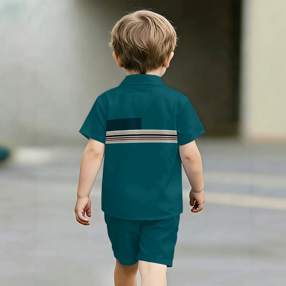 hot-selling children's short-sleeved shirt set, casual shirt set, summer simple stripes, dropshipping available