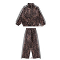boys' casual cardigan two-piece set: trendy new fashion leopard print loose fit spring/autumn outfit for older boys