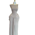 European and american cross-border women's fashion:  summer new arrival - elegant solid color sleeveless top with tie-waist slim-fit midi skirt set