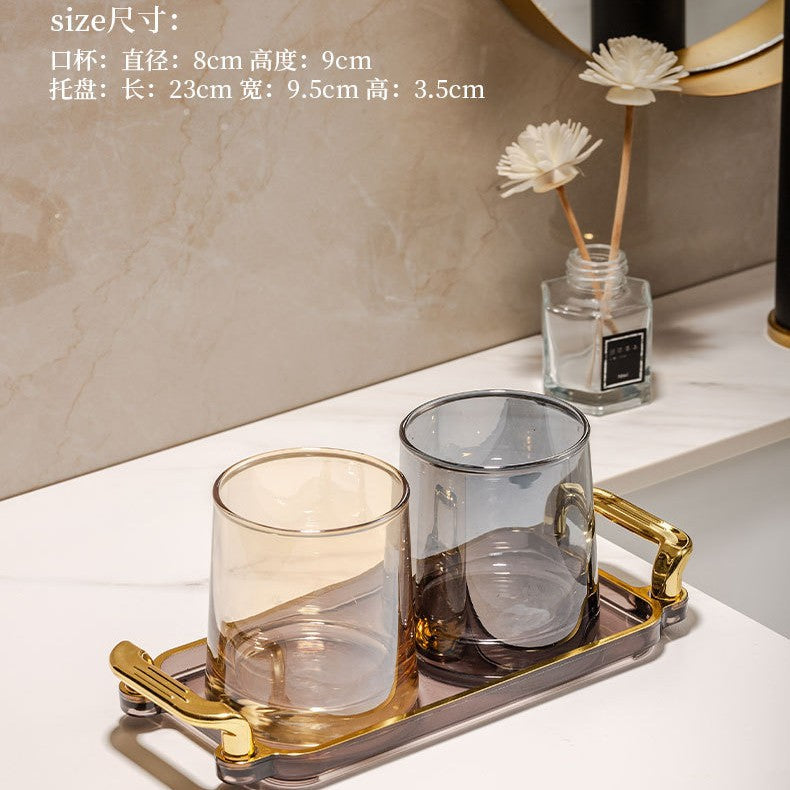 Glass mouthwash cup minimalist toothbrush cup couple's home toothbrushing cup set hotel guest room wash cup toothbrush cup