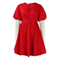 D495   european and american foreign trade women's v-neck flared bubble sleeve evening gown bridesmaid dress
