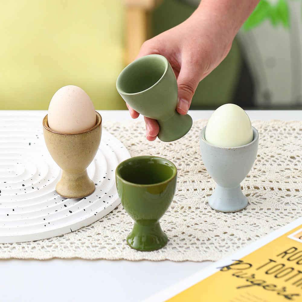 Creative tall round egg cup stylishretro ceramic egg holder cup restaurant hotel for home egg bottom holder