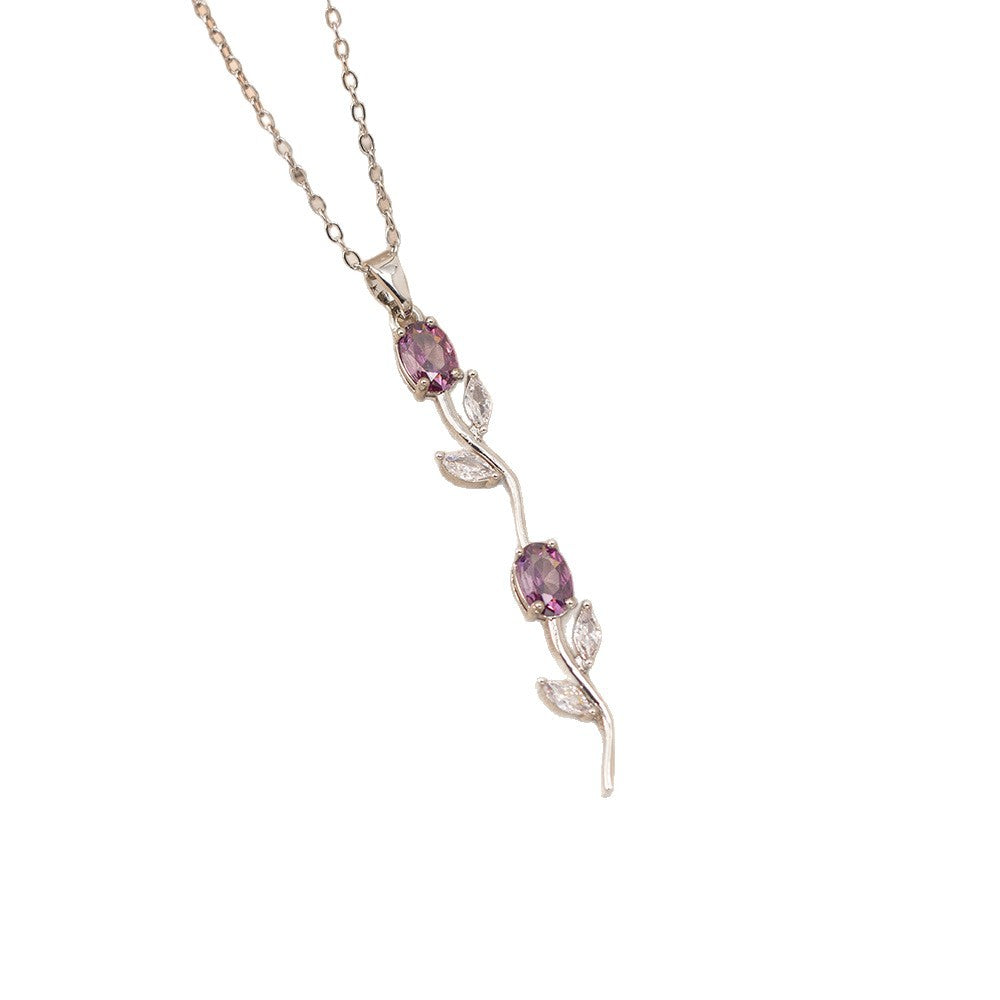 [titanium steel] cross-border popular versatile rose necklace for women ins fashion simple and high-end clavicle chain jewelry