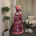 European and american cross-border women's clothing:  summer new arrival - elegant printed slim-fit sleeveless maxi dress with tie detail