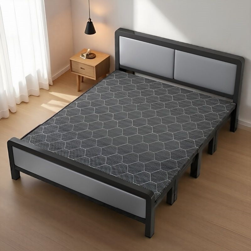 Folding bedfor homedouble iron frame bed with mattress rental house simple bed hard bed office lunch break bed single