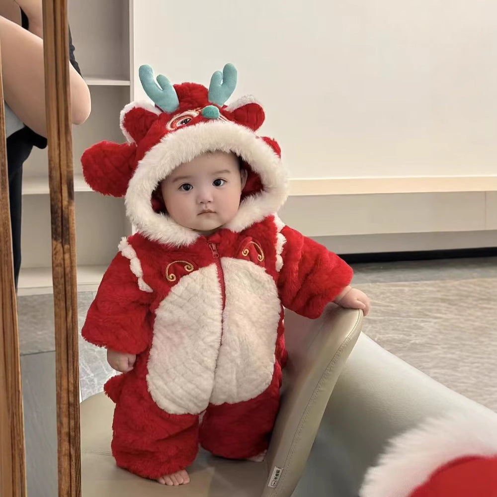 Winter warmth: chinese new year cotton-padded outfit - traditional style for celebrating the new year, perfect for newborns and infants to wear outdoors in winter