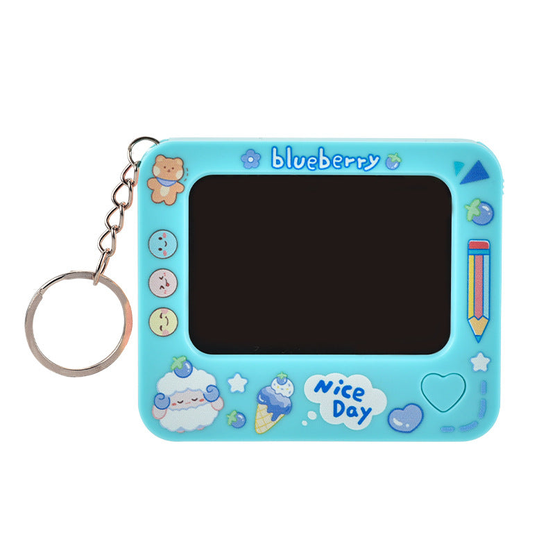 Cartoon kids toy keychain lcd writing tablet gift toy doodle blackboard student bag charm