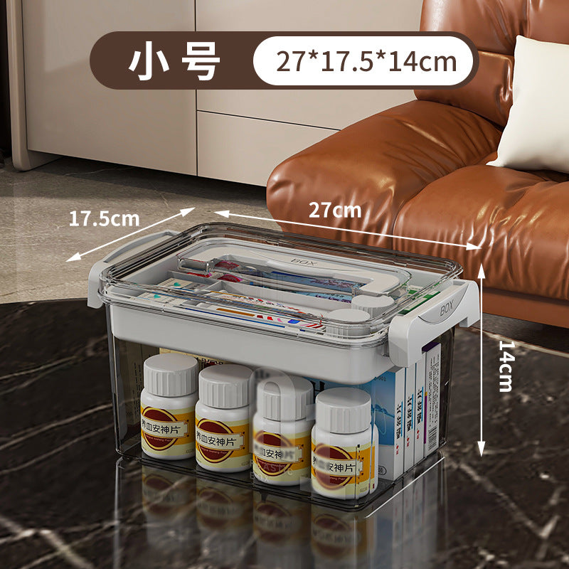 Household medicine box Medical medicine box Multi-layer finishing box Storage Household medicine Transparent portable storage box Medical first aid box