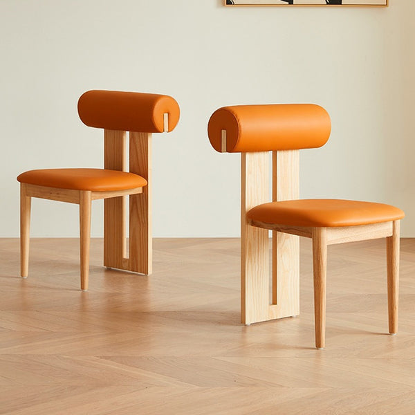Nordic cream style dining chair household small apartment restaurant creative designer ash wood solid wood chair back chair
