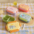 6841-cartoon pp three-compartment lunch box (with spoon)