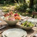 Ceramic asymmetrical fruit salad bowl - unique minimalist striped conical bowl - noodle bowl - sashimi & western cuisine serving bowl
