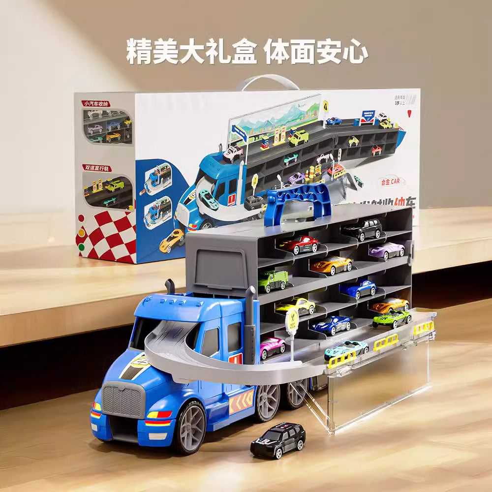 Kids' track car toy - foldable ejection storage car track parking lot - educational toy for 3-6 year old boys - birthday gift
