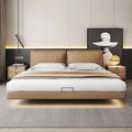 Italian normcore tofu block suspended bed accessible luxury modern casualclassy soft-packed leather bed master bedroom double bed