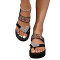 2025 summer new european and american style fashion rhinestone heart chunky sole slippers women's foreign trade plus size wedge heel sandals