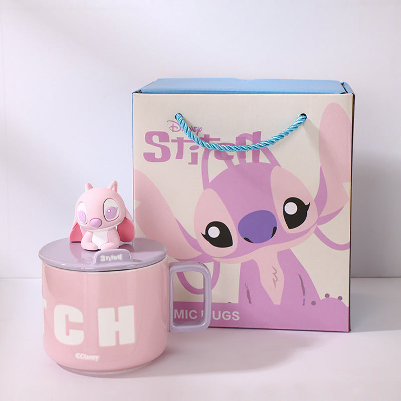 Ceramic cup gift box mug with lid with spoon coffee cup holiday gift box cartoon cup cute water cup