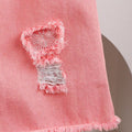 Children'sclothingsummer patch bow sleeveless tops+pink ripped denim pants set