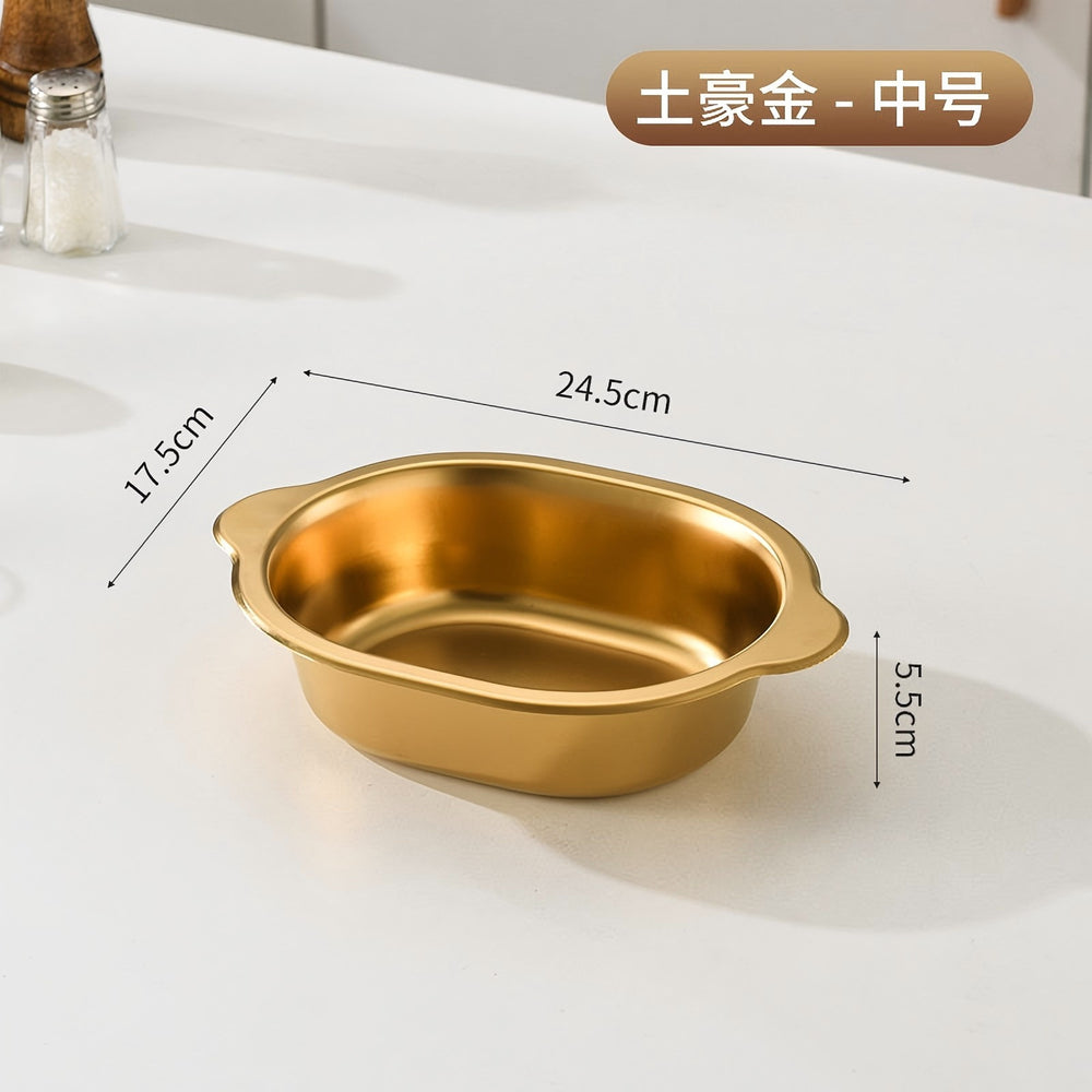 Korean stainless steel oval ramen basin steamed vegetable basin commercial baked rice bowl fried chicken plate flats salad bowl side dish bowl