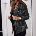 Independent station new arrival fall and winterlong sleeves double-breasted suit collar printing small outwear women's clothing