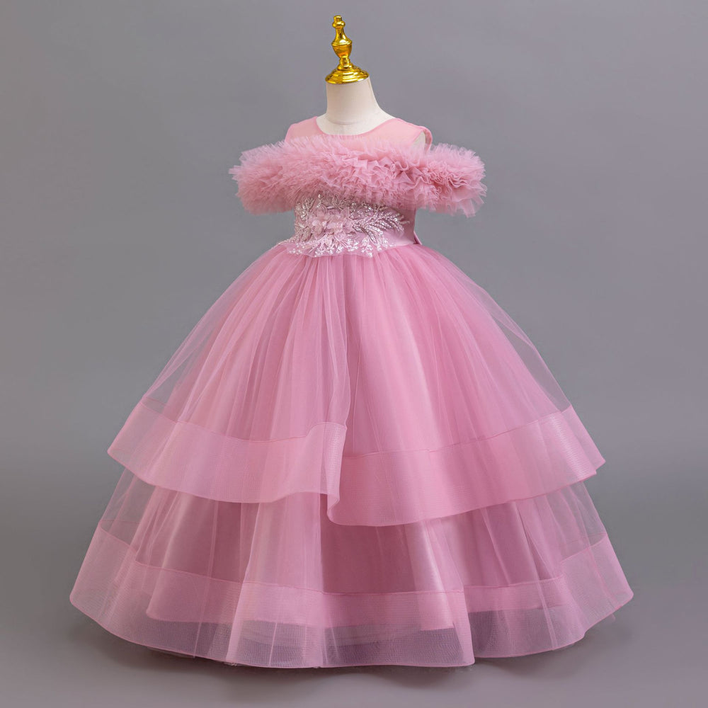 Factory direct children's floral tulle dress - princess style, perfect for runway shows and baby photoshoots