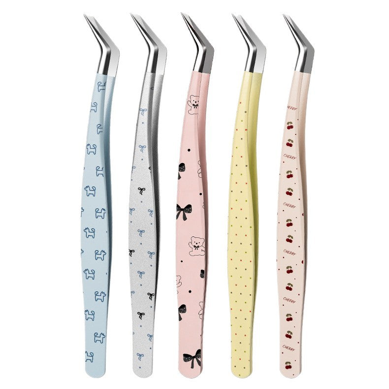 New arrival hand account tweezers suitdiy landscaping stickers high precision false eyelashes tweezers pointed clip tool gold feather clip