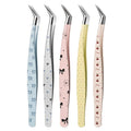 New arrival hand account tweezers suitdiy landscaping stickers high precision false eyelashes tweezers pointed clip tool gold feather clip