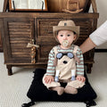 Infant and toddler clothing, spring and autumn outfits, baby boy's outing wear, full-month and 100-day celebration, cute cartoon flying puppy two-piece set