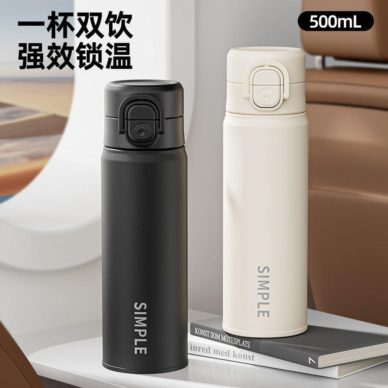 Business men's thermos cup 316 stainless steel high-value double drinking mouth car portable water cup high-end travel cup