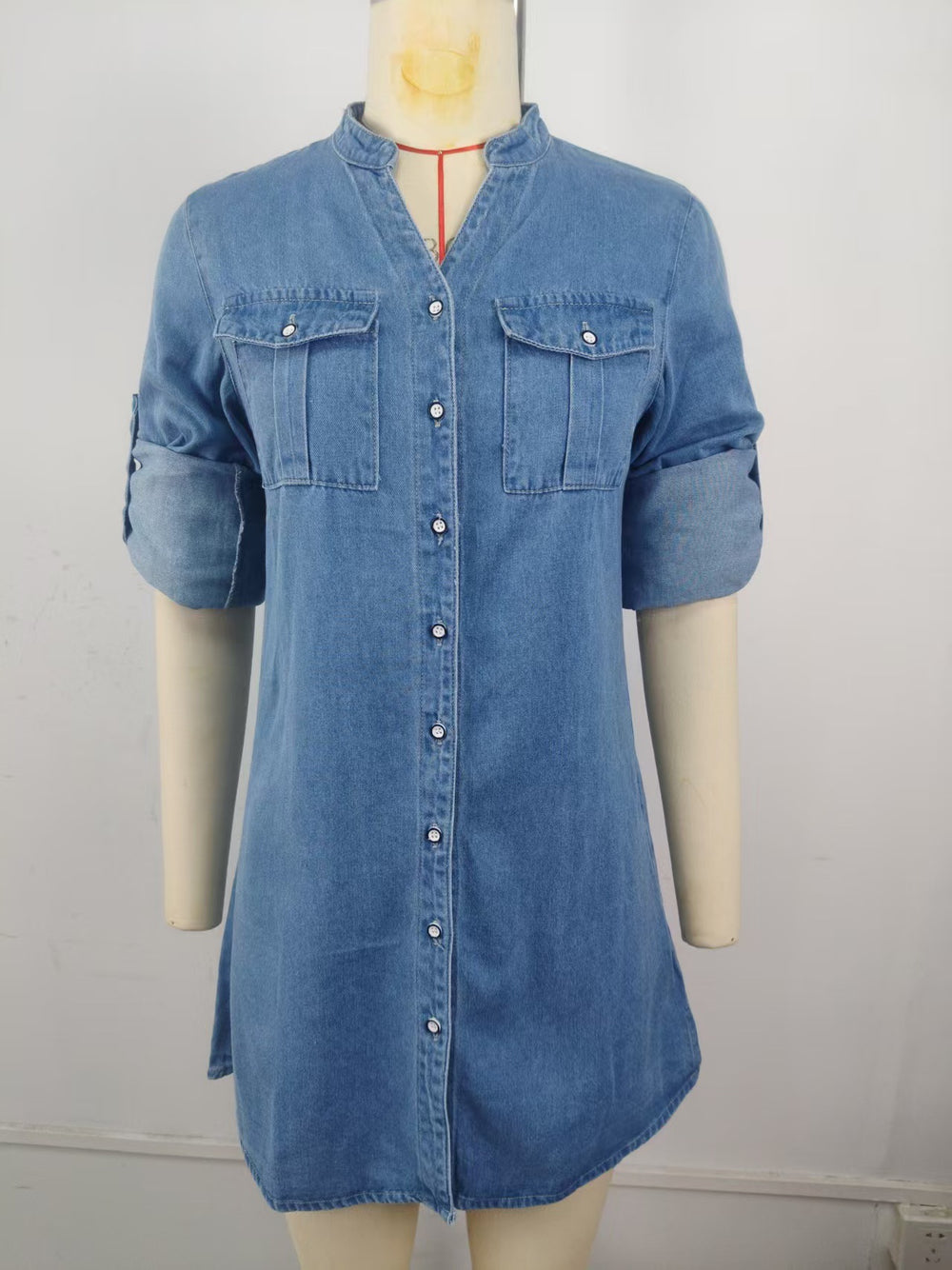 Fashion cross-border export  new arrival single-breasted side slit silmcasualwork clothing washed denim mid-length skirt