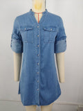 Fashion cross-border export  new arrival single-breasted side slit silmcasualwork clothing washed denim mid-length skirt