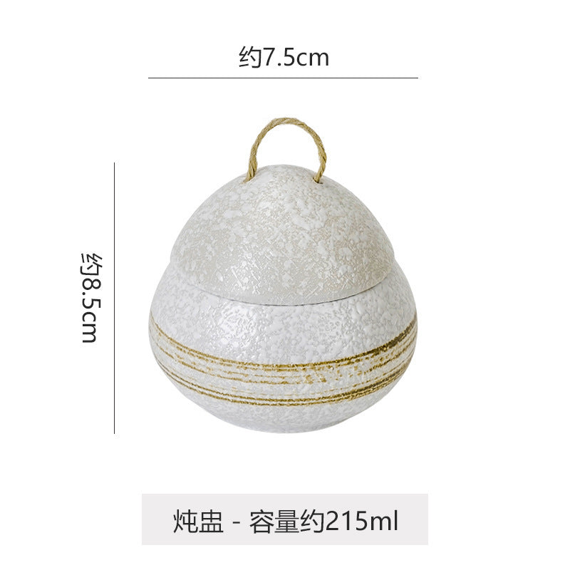 Japanese retro steamed egg cup, one-person soup cup, ceramic tableware, dessert bowl, bird's nest supplement, covered bowl, one-person stew cup