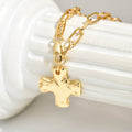European and american cross-border casual hammered cross necklace niche style sense of design asymmetrical fashioneasiest for match collarbone chain necklace