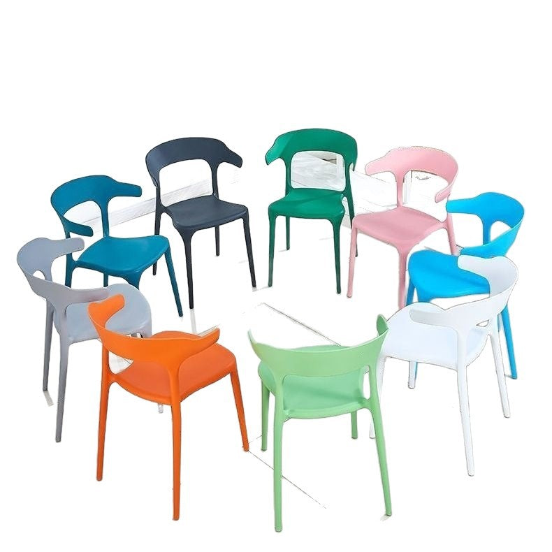 Plastic horn chair scandinaviancasual dining table backrest stool backrest chair for home dining chair adult thickened modern chair