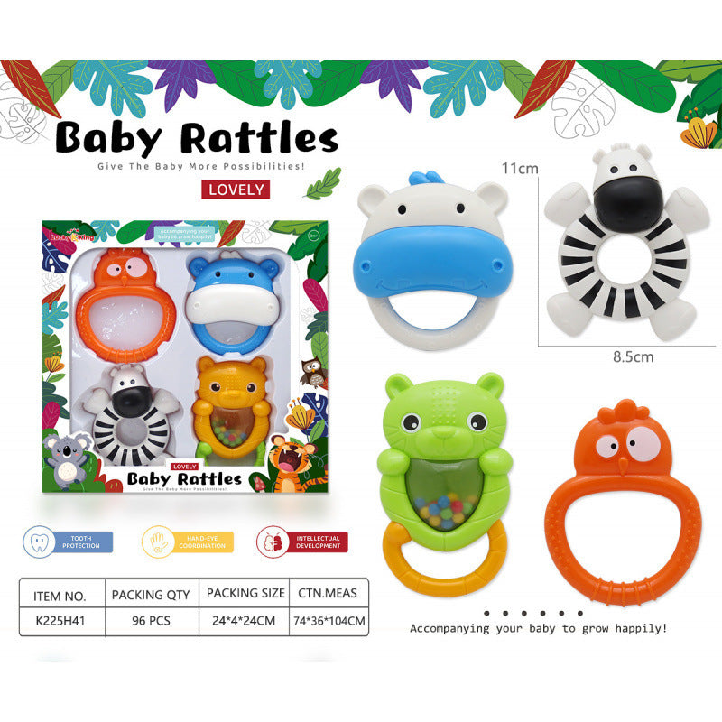 Cross-border export baby toys 0-1 years old gift box rattle set newborn baby soothing hand crank grip puzzle